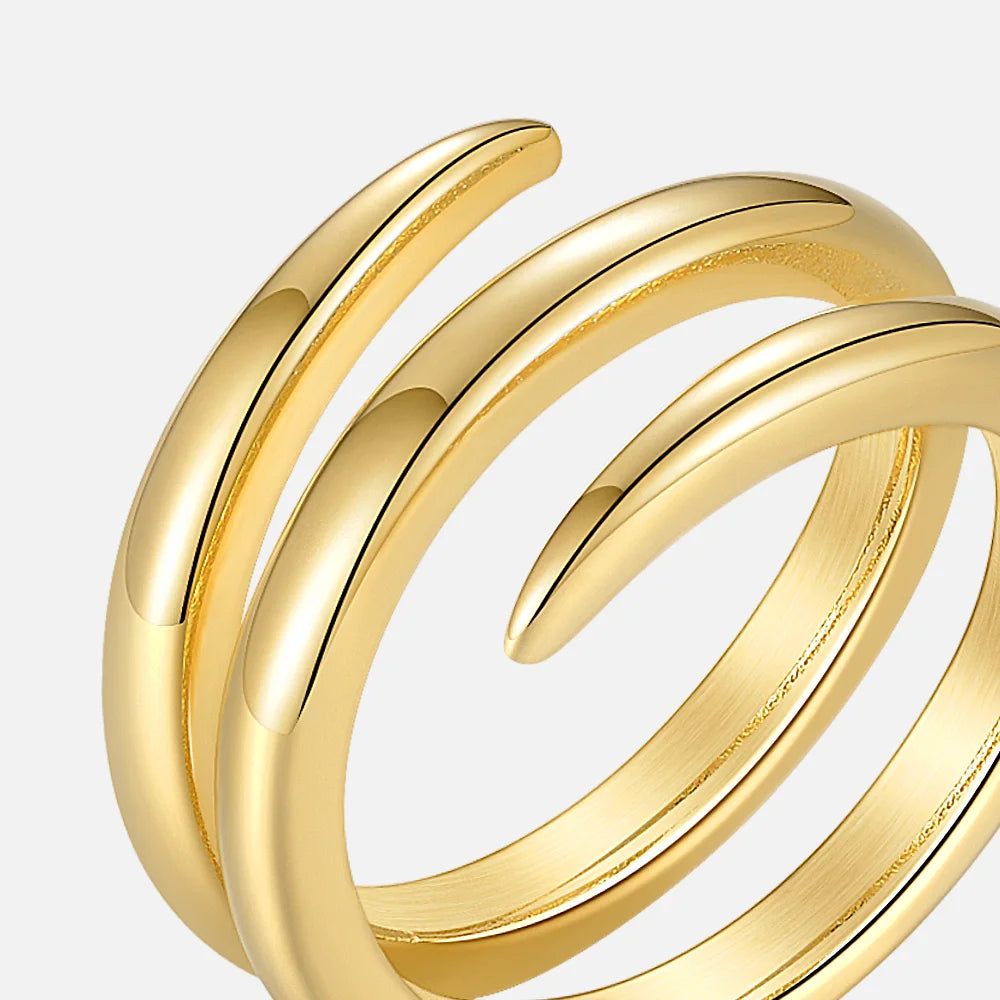 18K Gold Plated Spiral Line Rings For Women – Simple Allergy-Free Stainless Steel Fashion Jewelry