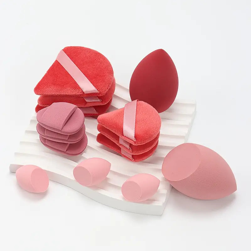 High Energy 14pcs Makeup Puff & Sponge Set β Latex-Free, Waterproof, for Wet & Dry Use