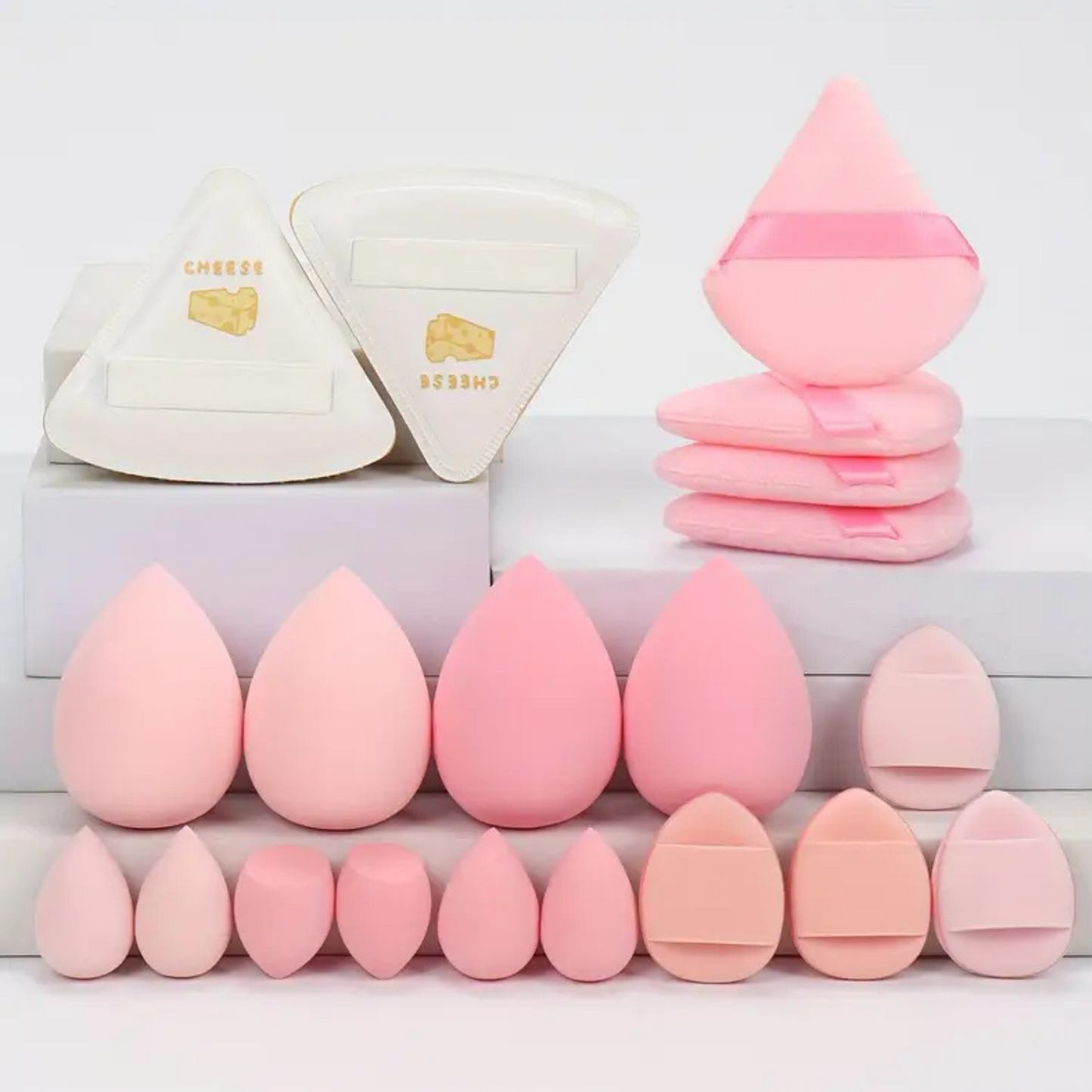 High Energy 14pcs Makeup Puff & Sponge Set β Latex-Free, Waterproof, for Wet & Dry Use