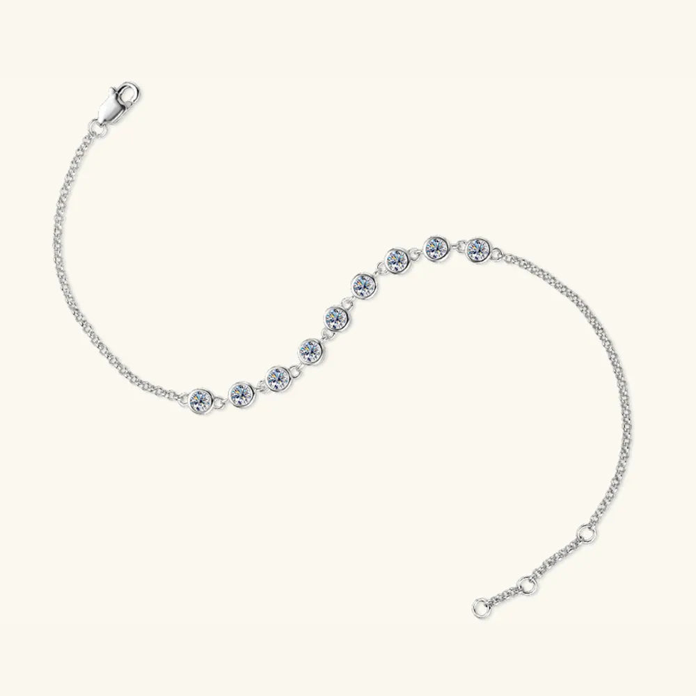 Moissanite 925 Sterling Silver Bracelet – Elegant Inlaid Diamond Shine Jewelry Gift