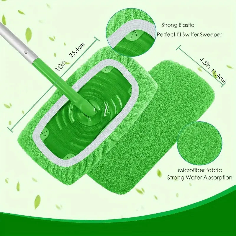 5pcs Reusable Microfiber Mop Pads – Wet & Dry Cleaning Cloths for Sweeper Mop (Mop Not Included)