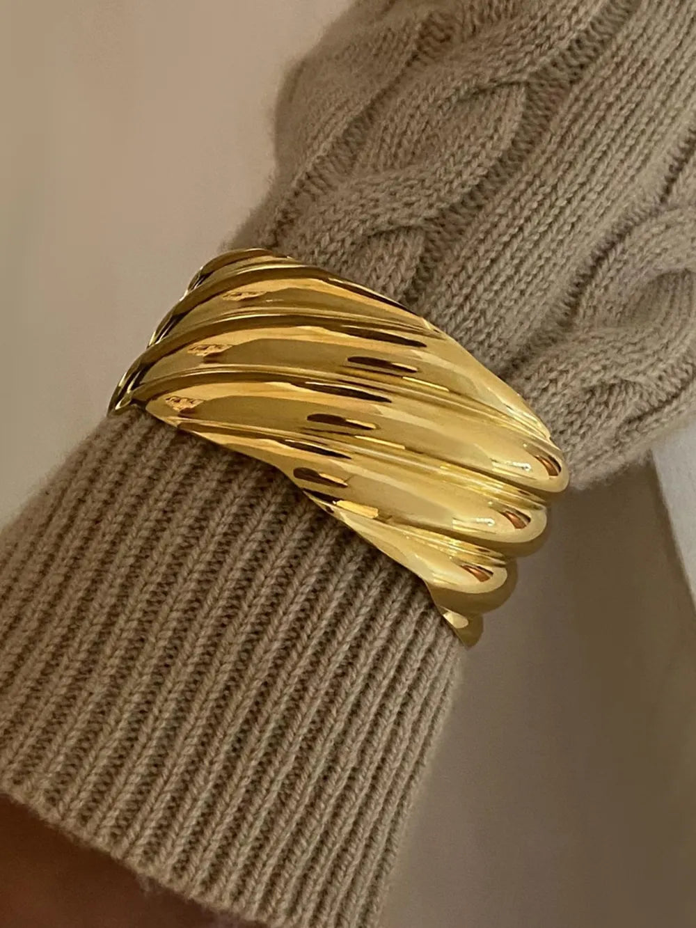 18K Gold-Plated Stainless Steel Open Ring – Minimalist Luxury Adjustable Jewelry