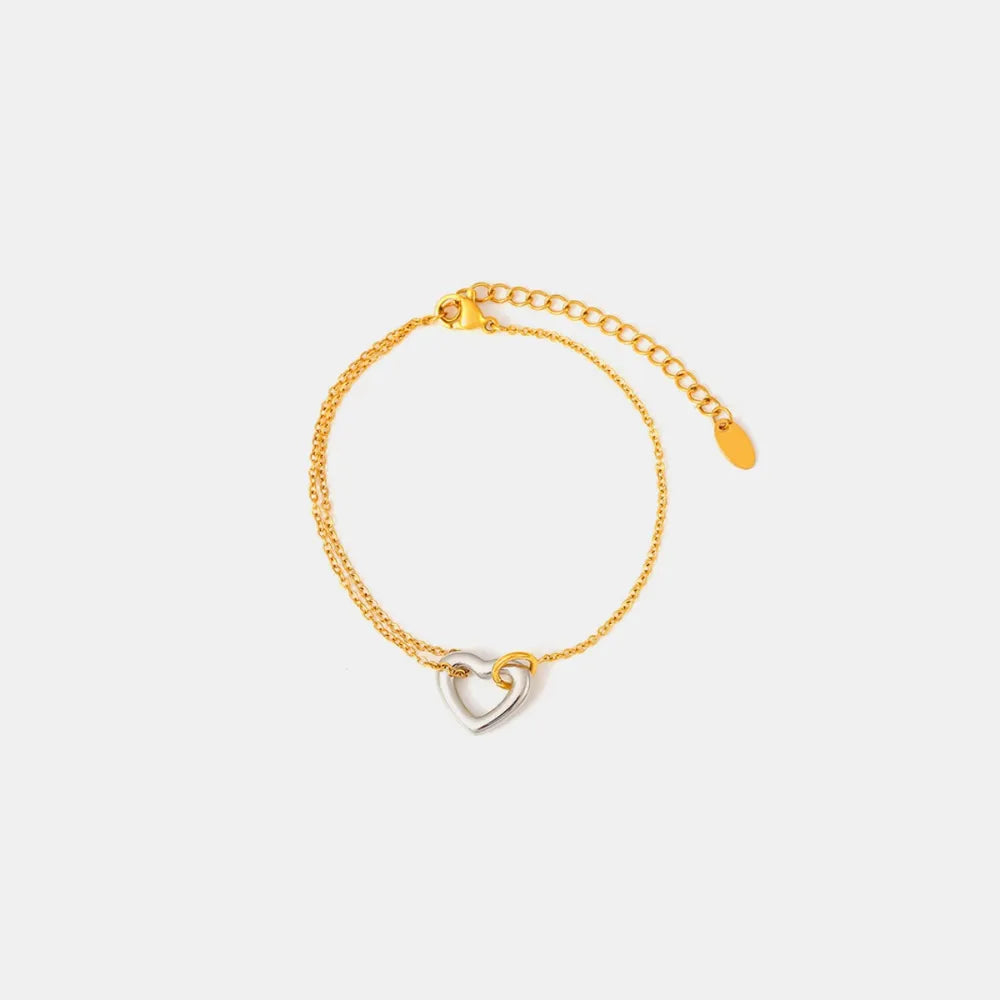 18K Gold-Plated Heart Bracelet – Elegant Luxury Romantic Jewelry Gift for Women