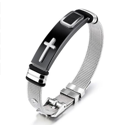 Stainless Steel Men’s Cross Bracelet – Durable Faith-Inspired Luxury Jewelry Gift