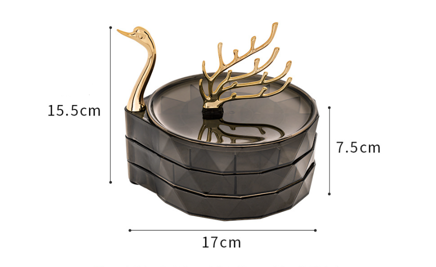 Fashionable Swan Jewelry Storage Box – Large Capacity Creative Home Organizer