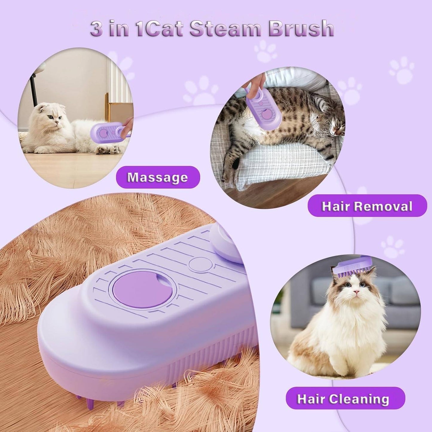 Pet Spray Comb – One-Button Steam Brush for Cats & Dogs, Anti-Fly Hair Cleaning Comb