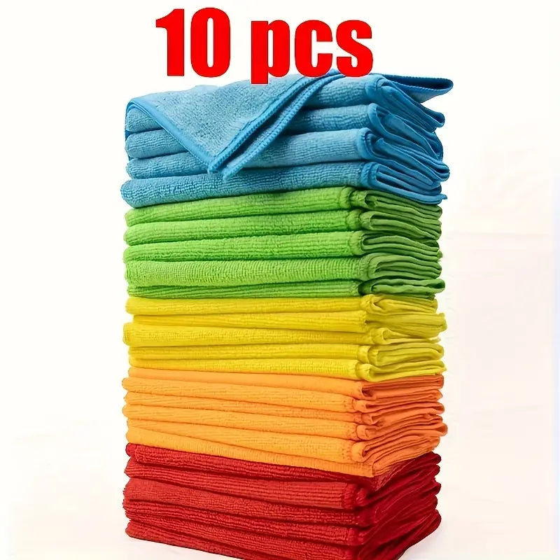 Multi-Purpose Microfiber Cleaning Cloths – 10 or 20pcs Set | Reusable, Absorbent & Quick-Dry Towels for Kitchen, Yard & More