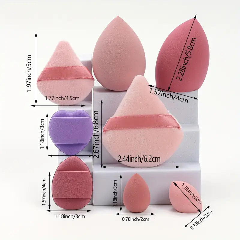 High Energy 14pcs Makeup Puff & Sponge Set β Latex-Free, Waterproof, for Wet & Dry Use