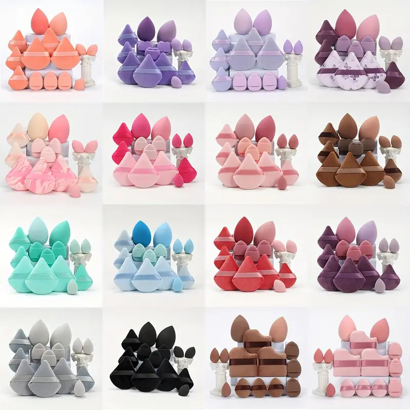 High Energy 14pcs Makeup Puff & Sponge Set β Latex-Free, Waterproof, for Wet & Dry Use