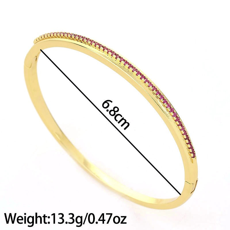 Copper Plated 14K True Gold Bracelet Set – Zircon Luxury Jewelry for Women