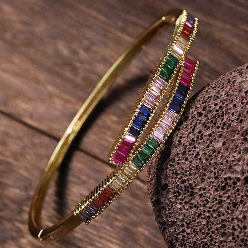 Gold Electroplated Copper Zircon Bracelet – Luxury Fashion Commuter Handpiece Jewelry