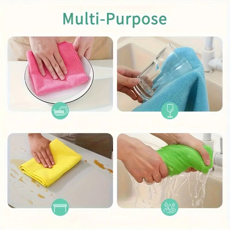 Multi-Purpose Microfiber Cleaning Cloths – 10 or 20pcs Set | Reusable, Absorbent & Quick-Dry Towels for Kitchen, Yard & More