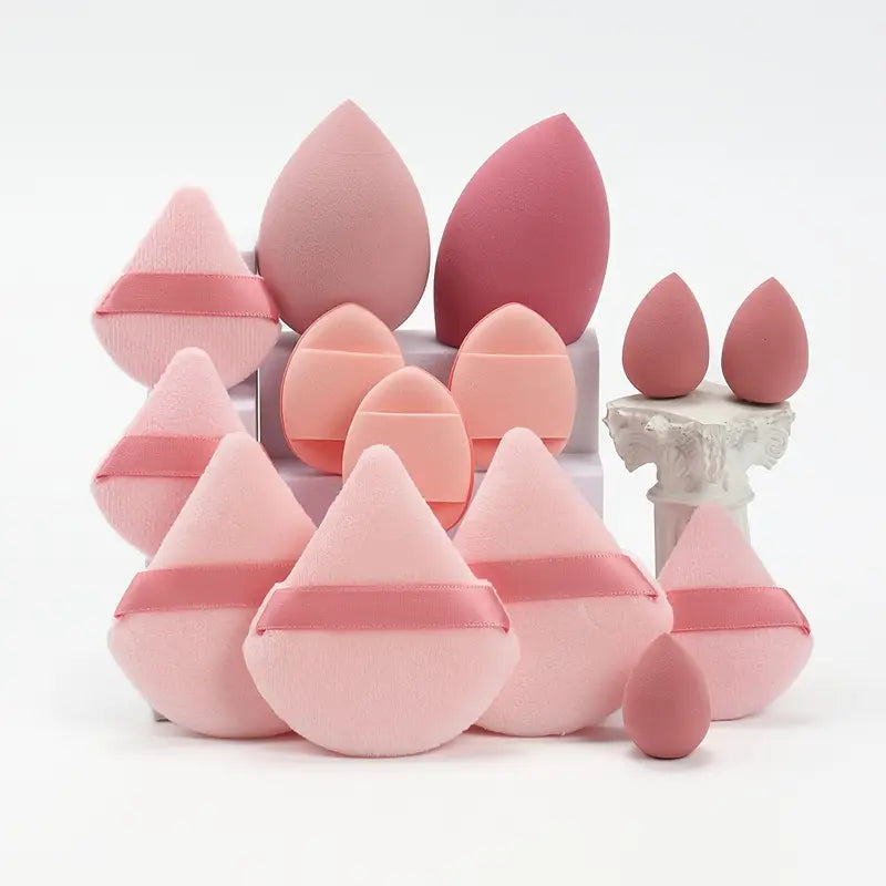 High Energy 14pcs Makeup Puff & Sponge Set β Latex-Free, Waterproof, for Wet & Dry Use