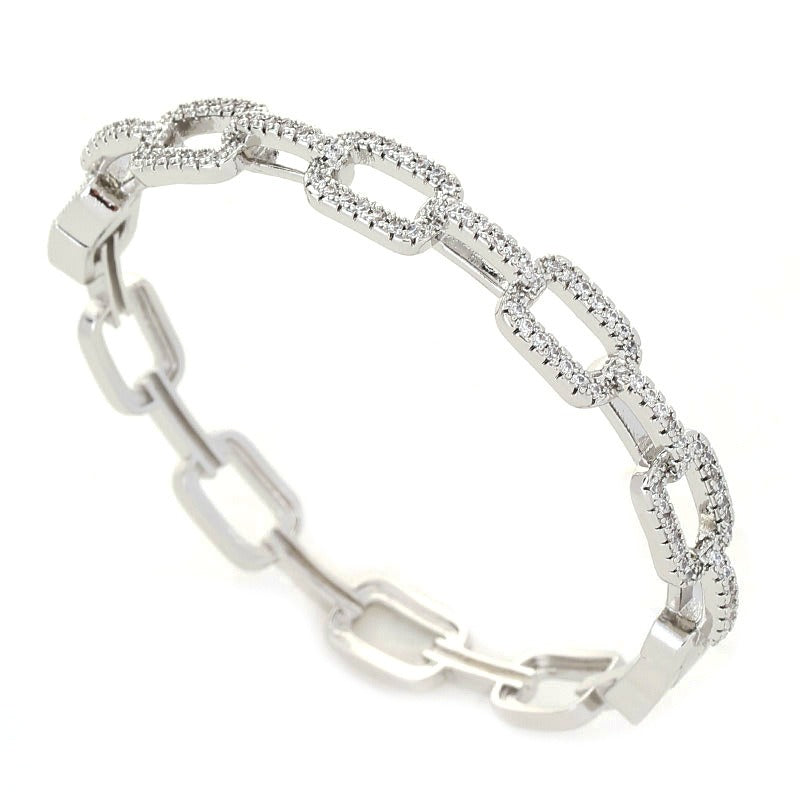 Copper Plated Platinum Zircon Chain Bracelet – Luxury Sparkling Fashion Jewelry Gift