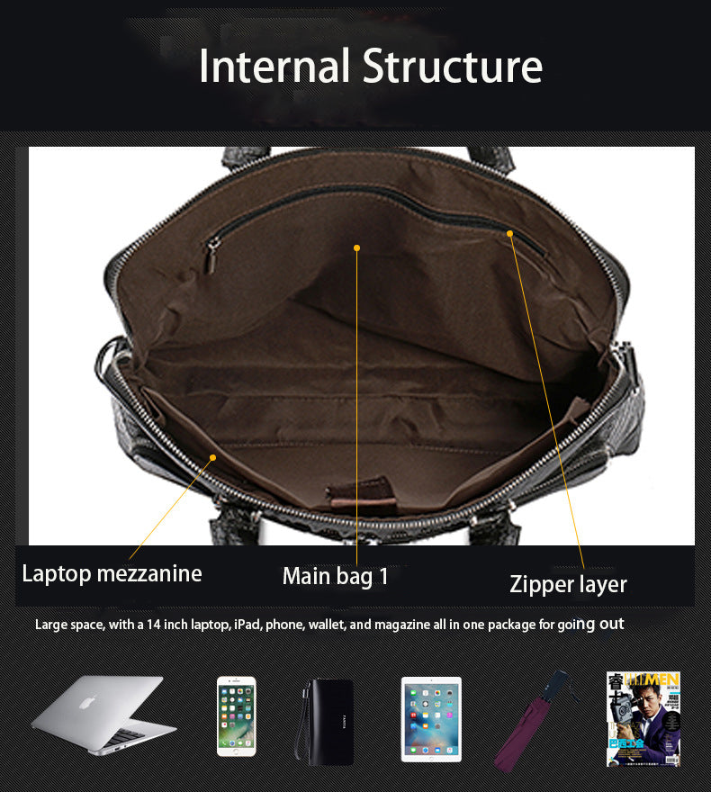 Crocodile Handbags for Men – Genuine Leather Laptop Bag, Business Shoulder Bag & Large Briefcase