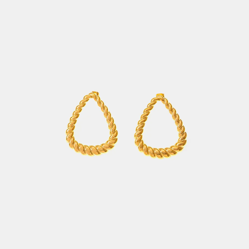 18K Gold-Plated Twisted Earrings – Titanium Steel Fashion Jewelry for Women