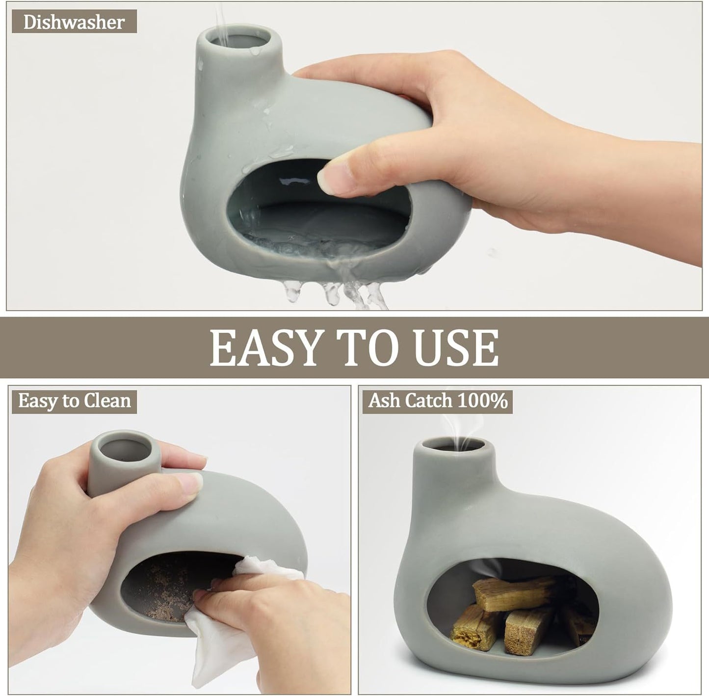 Ceramic Incense Burner with Palo Santo & Sage – Aromatherapy Home Décor Gift