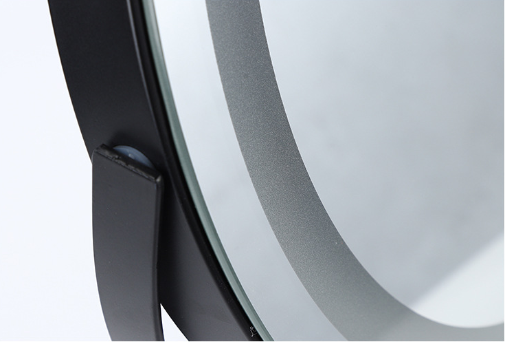 Round Black Dressing Table Makeup Mirror – Desktop LED Light Vanity Mirror for Beauty & Skincare