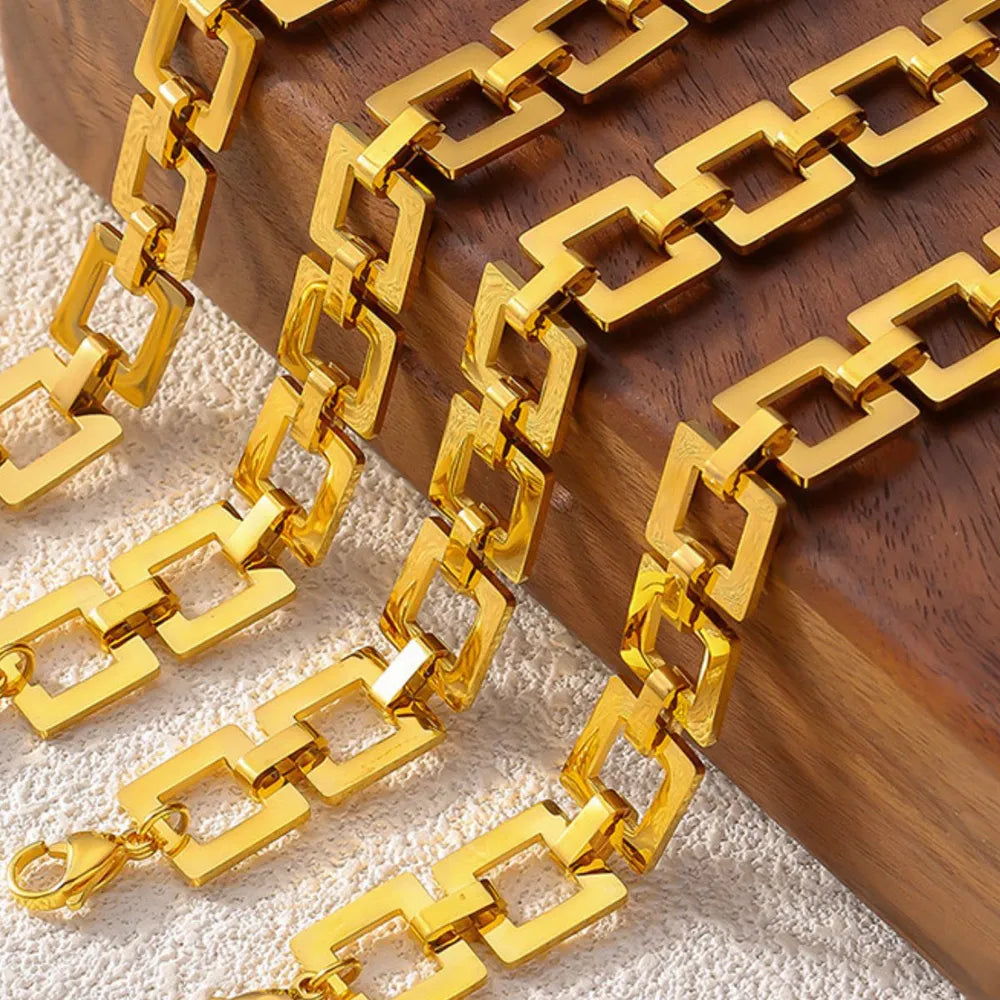 Titanium Steel Hollow Square Chain Bracelet – Durable, Stylish Men’s & Women’s Jewelry