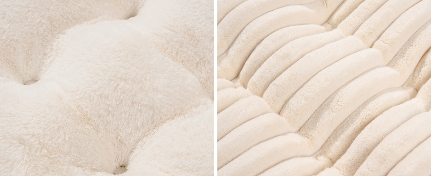 High-Quality Rabbit Fur Round Pet Bed – Warm & Thick Sofa for Cats and Small Dogs