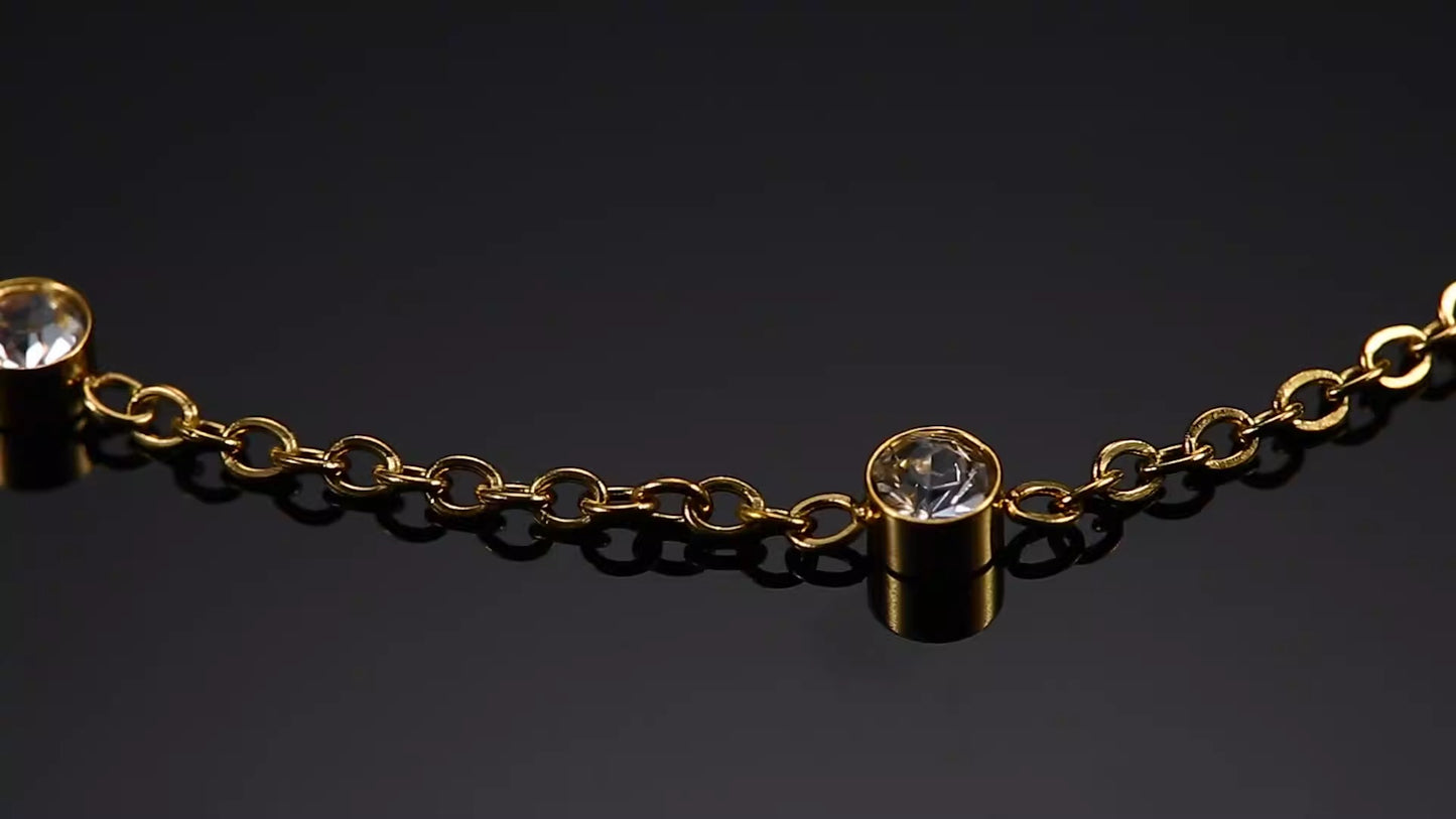 Single Diamond Six Diamond Stainless Steel Bracelet – Luxury Elegant Jewelry for Women