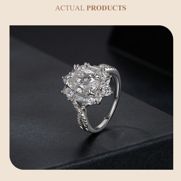 Two Carat Moissanite Diamond s925 Pure Silver Ring – Luxury Proposal & Engagement Jewelry