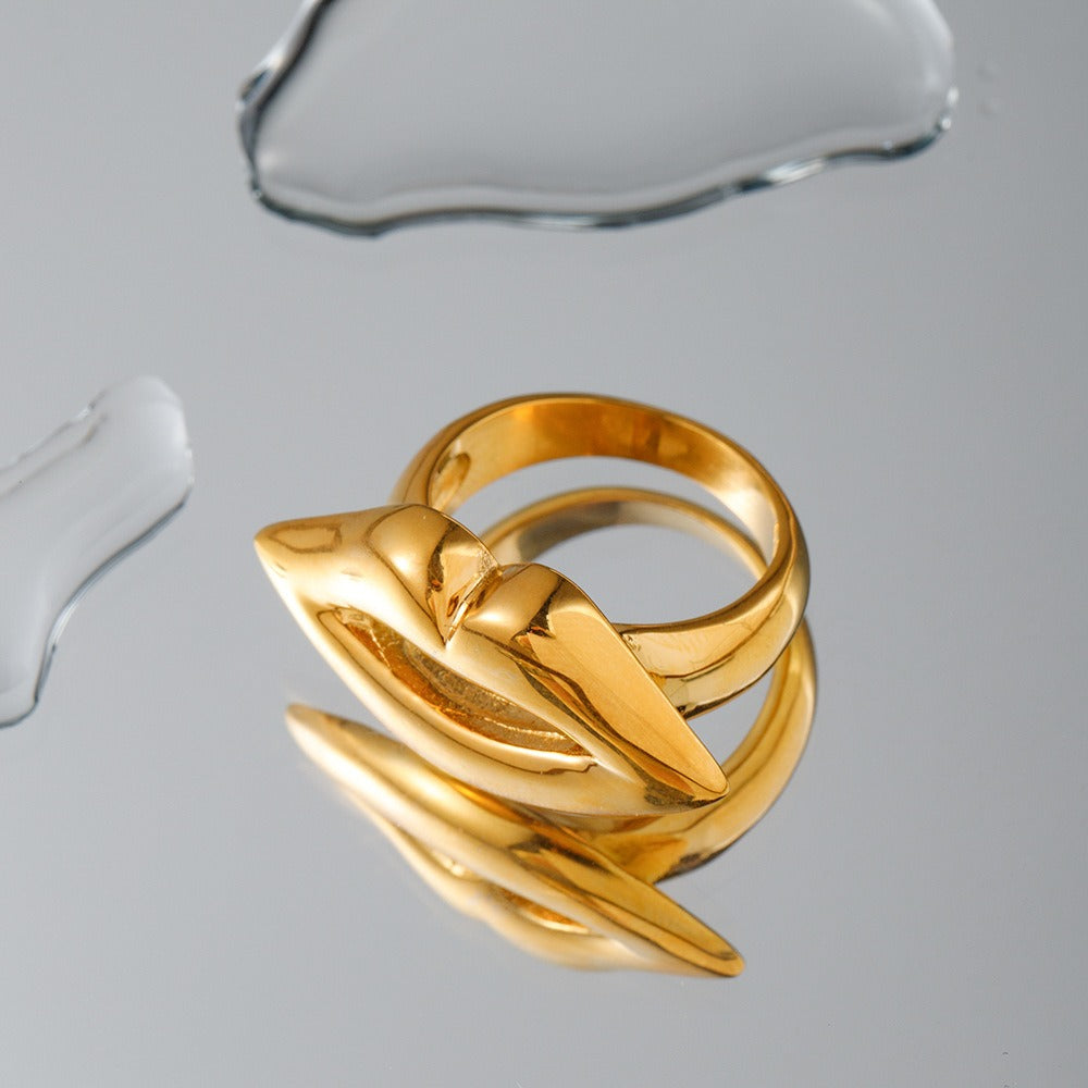 Gold Stainless Steel Lip Ring – Minimalist Trendy Handmade Mirror Polished Jewelry