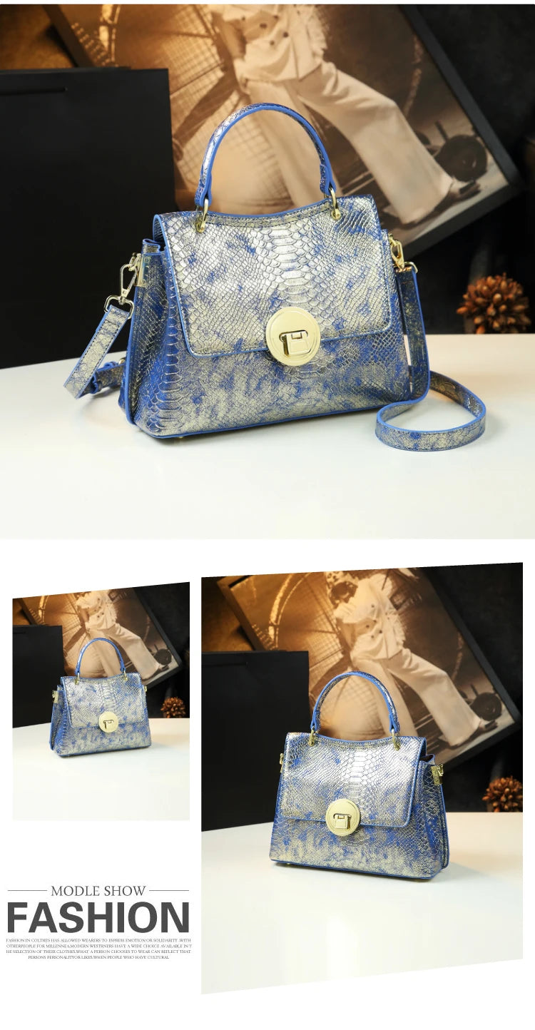 Luxury Fashion Women’s Bag – Small Laser-Cut Genuine Leather Handbag, Shoulder & Crossbody Mom Bag