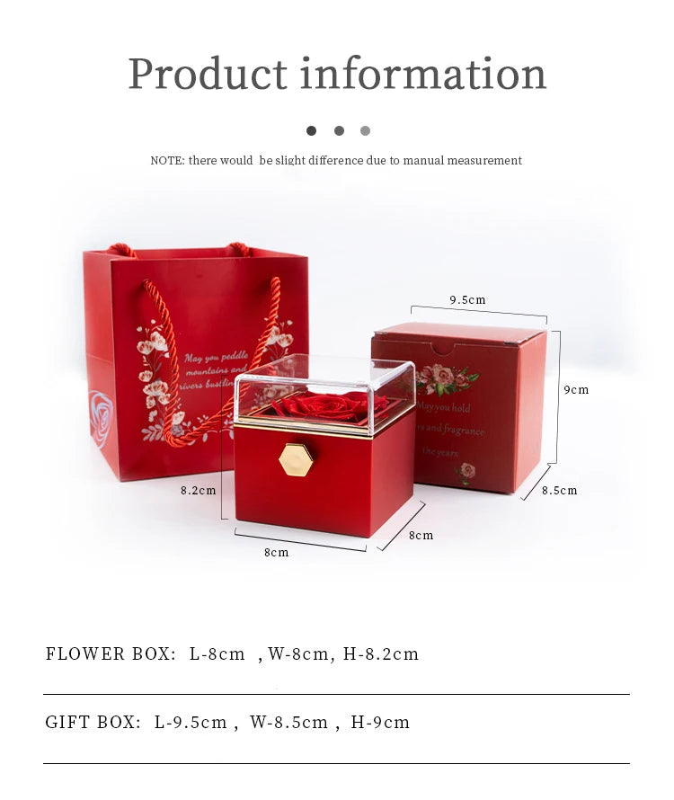 360° Flip Rose Gift Box Necklace Ring Gift Box for Women – Romantic Valentine’s & Mother’s Day Gift