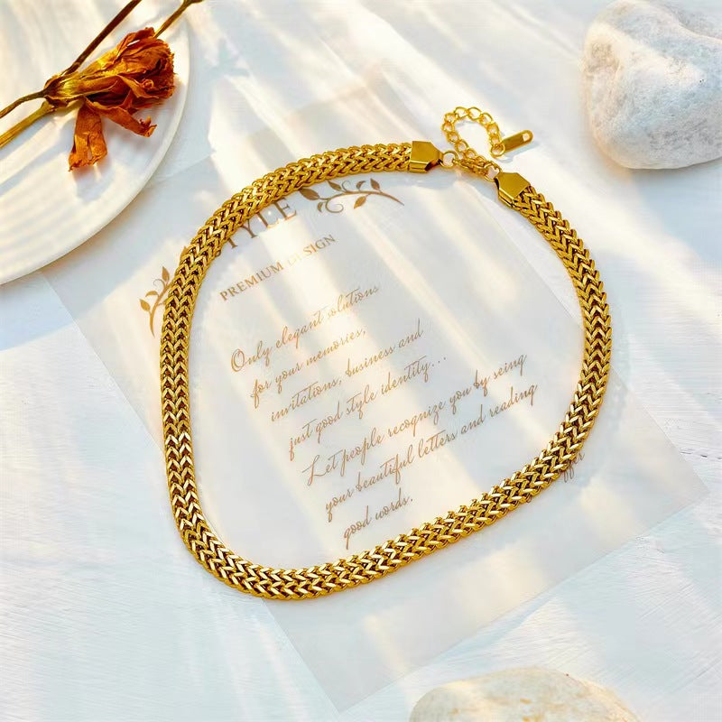 316L Stainless Steel Gold Color Thick Chain Choker Necklace – Punk Jewelry Gift for Women