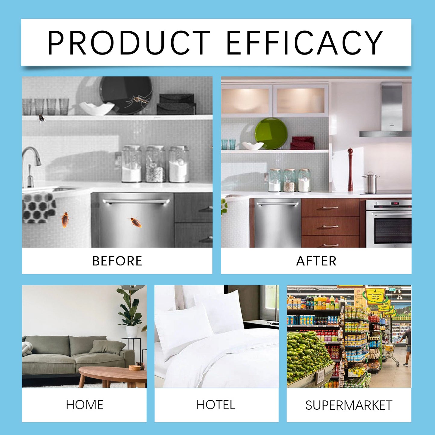 Kill Cockroach Glue Bait – Powerful Odor-Free Cockroach Killer for Kitchen, Bedroom & Living Room