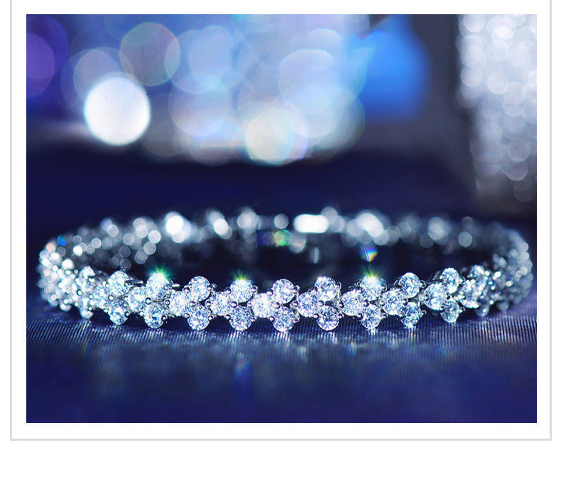 Heart Shaped Roman Crystal Silver Plated Bracelet – Luxury Diamond Fashion Jewelry Gift