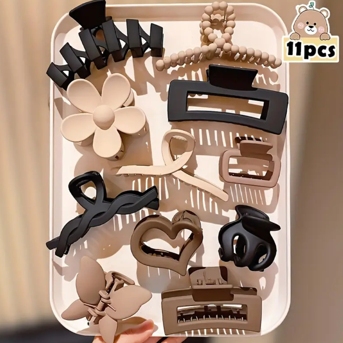 11-Piece Fashionable Hair Claw Clip Set – Trendy, Durable & Gift-Ready with Handbag