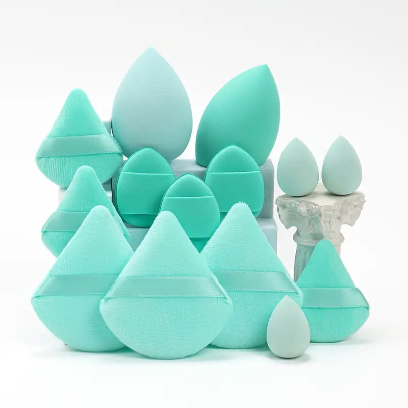 High Energy 14pcs Makeup Puff & Sponge Set β Latex-Free, Waterproof, for Wet & Dry Use