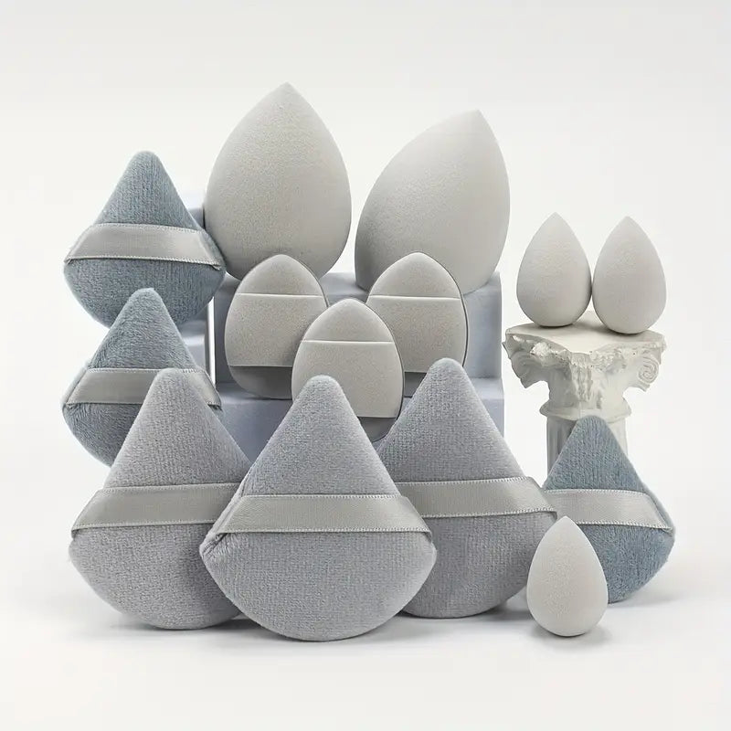 High Energy 14pcs Makeup Puff & Sponge Set β Latex-Free, Waterproof, for Wet & Dry Use