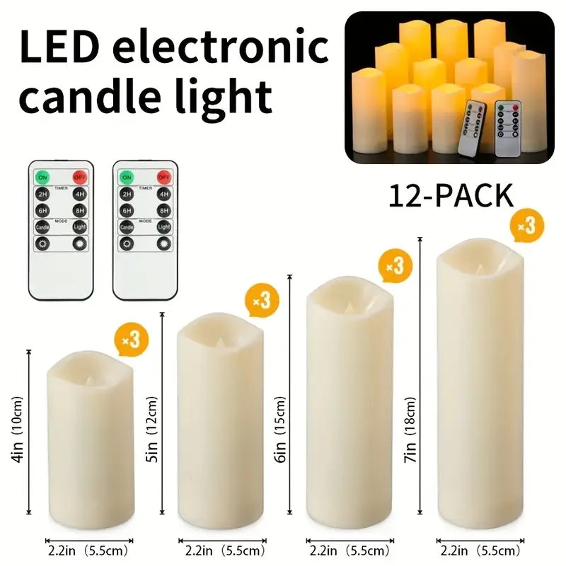 12pcs Flameless LED Candles with Remote & Timer