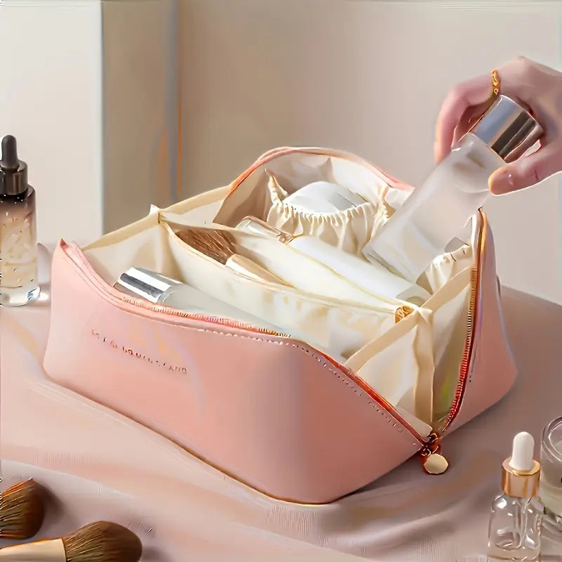 Large Capacity Synthetic Leather Travel Makeup Bag
