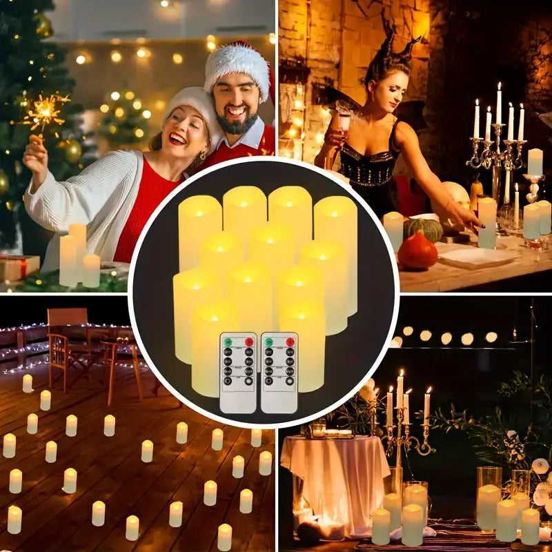 12pcs Flameless LED Candles with Remote & Timer