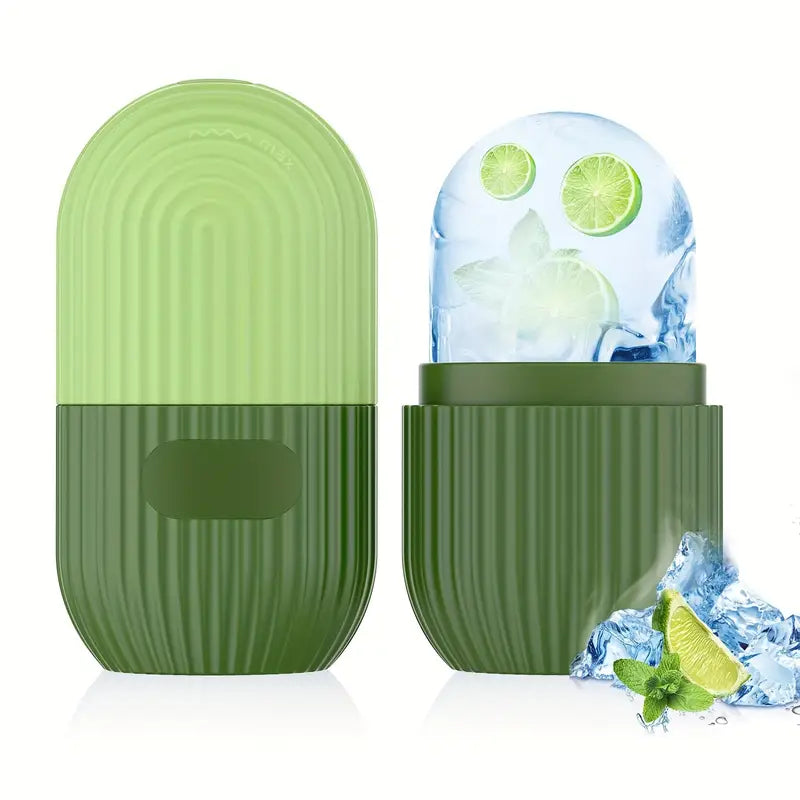 Green Striped Ice Facial Roller – Non-Scented, Battery-Free, Silicone Skincare Tool