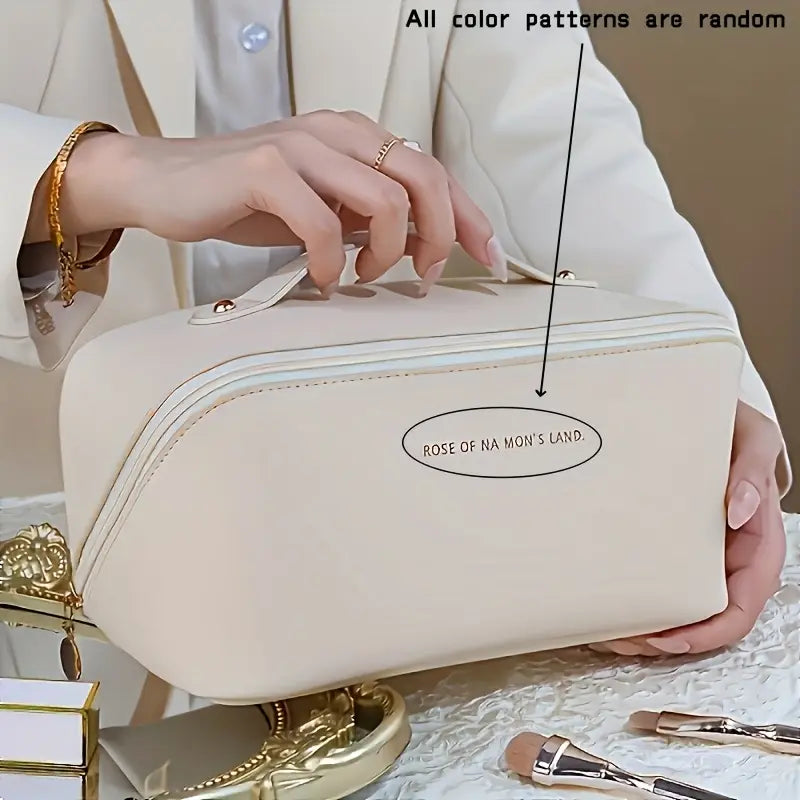 Large Capacity Synthetic Leather Travel Makeup Bag