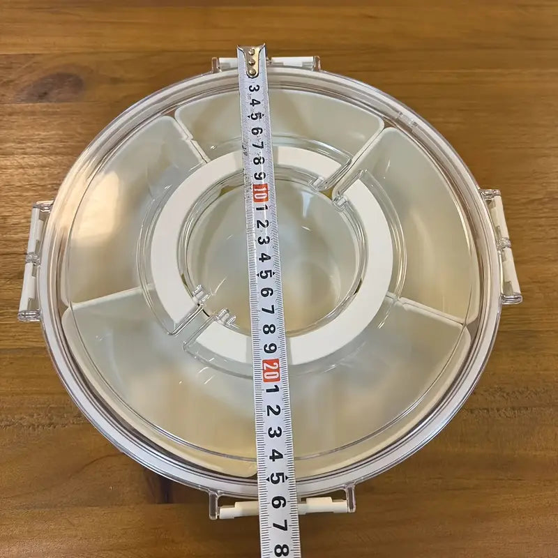 1pc Rotating Snack Tray with Lid – Round Food Organizer for Nuts, Candy & Dried Fruit