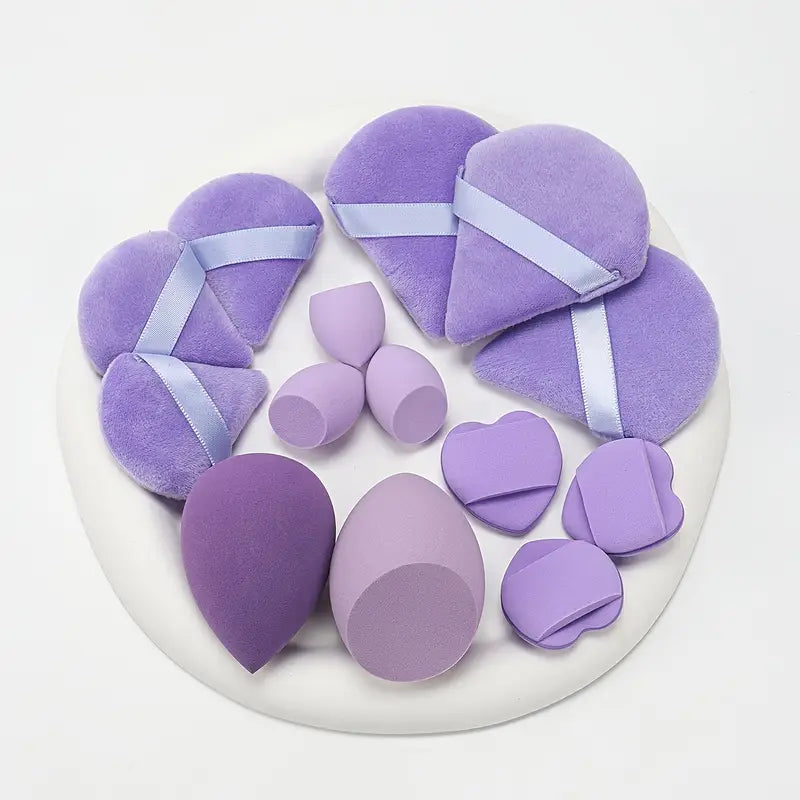 High Energy 14pcs Makeup Puff & Sponge Set β Latex-Free, Waterproof, for Wet & Dry Use