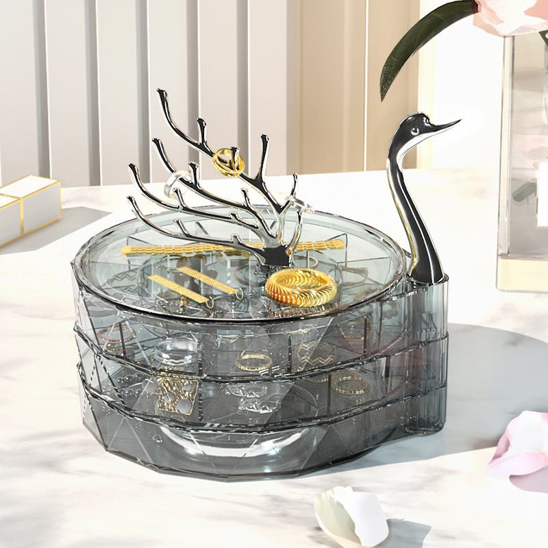 Fashionable Swan Jewelry Storage Box – Large Capacity Creative Home Organizer