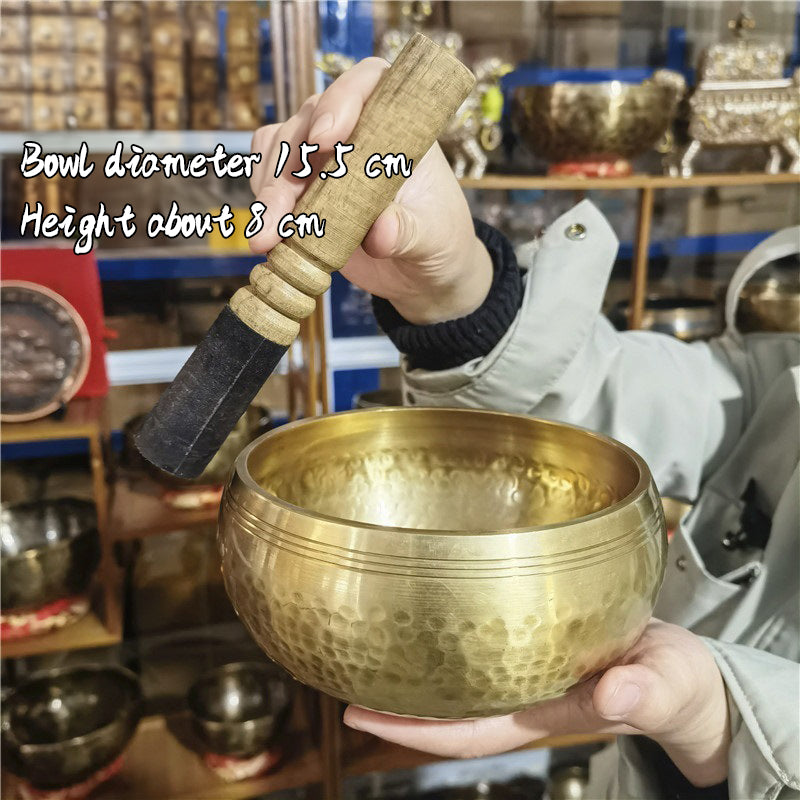 Tibetan Brass Singing Bowl with Sanskrit – Handmade Meditation Instrument for Stress Relief & Mindfulness