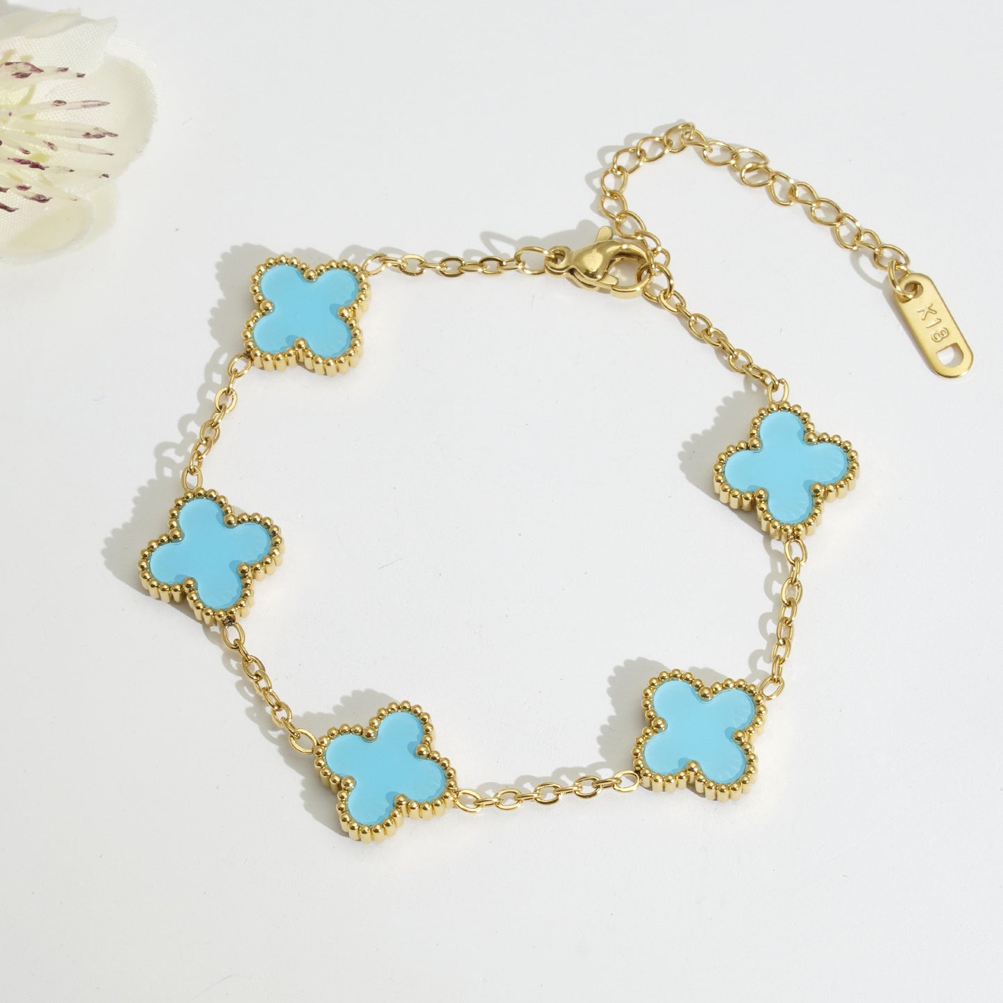 18K Gold Titanium Steel Four-Leaf Clover Bracelet Necklace – Lucky Luxury Jewelry Set