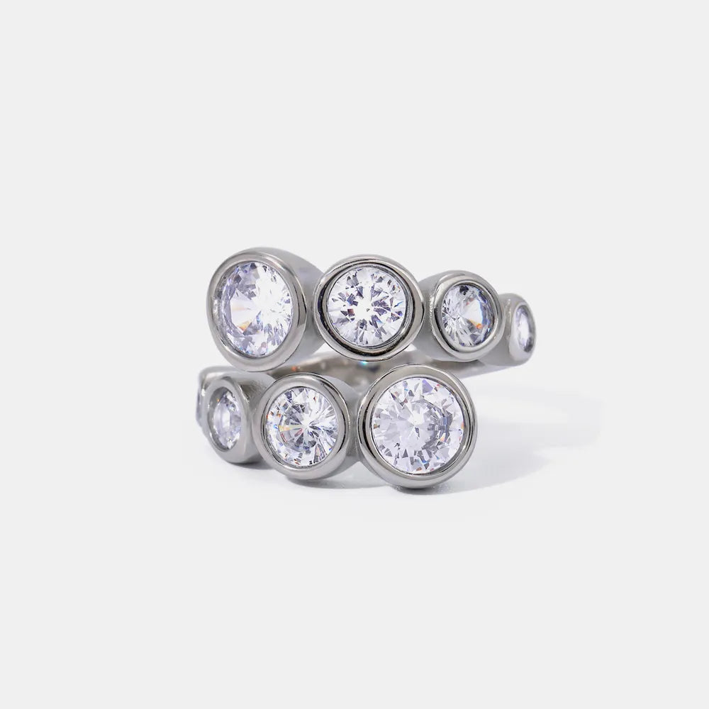 Stainless Steel Zircon Bypass Ring – Dainty & Stylish Women’s Jewelry