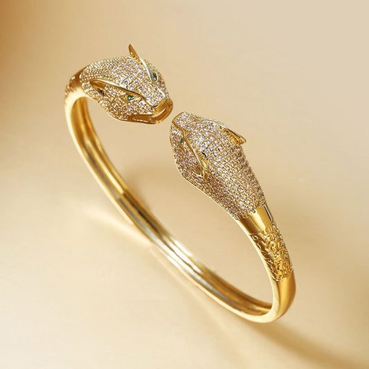 Copper Plated 18K Gold Micro Set Zircon Leopard Bracelet – Luxury Women’s Fashion Jewelry