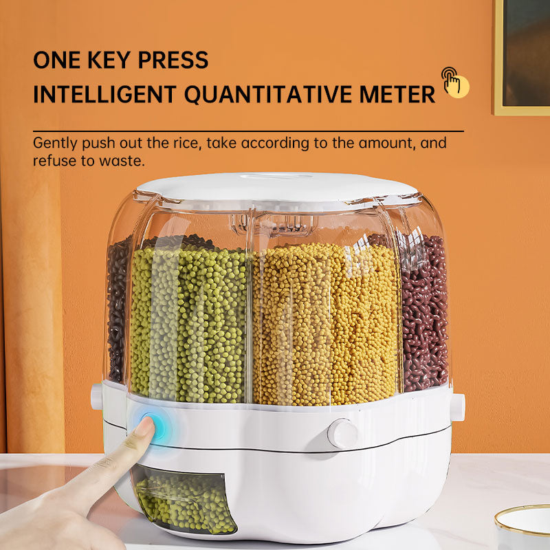 Rotatable Grain Storage Box – Divided Compartments, Insect & Moisture-Proof Household Storage
