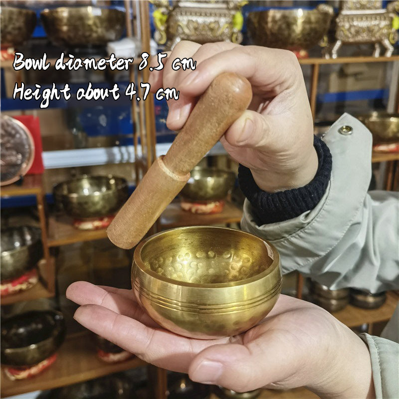 Tibetan Brass Singing Bowl with Sanskrit – Handmade Meditation Instrument for Stress Relief & Mindfulness