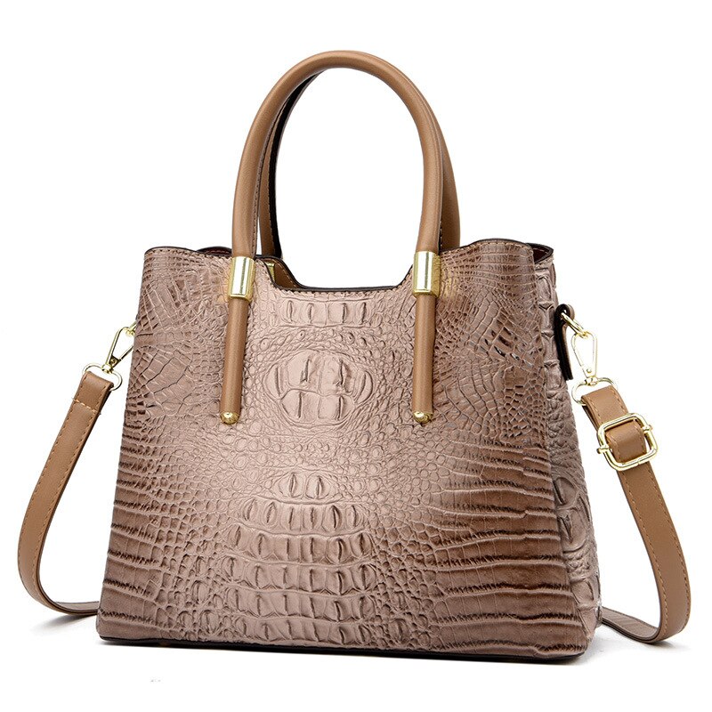 Fashion Alligator Women Handbags – Designer Crocodile PU Leather Large Tote & Luxury Crossbody Bag